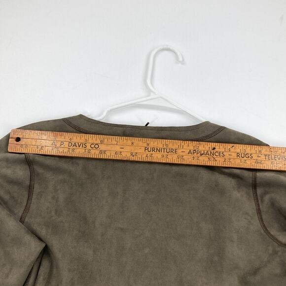 Solitaire Womens Olive Green Microsuede Open Front Jacket Coat Small New - Picture 16 of 16